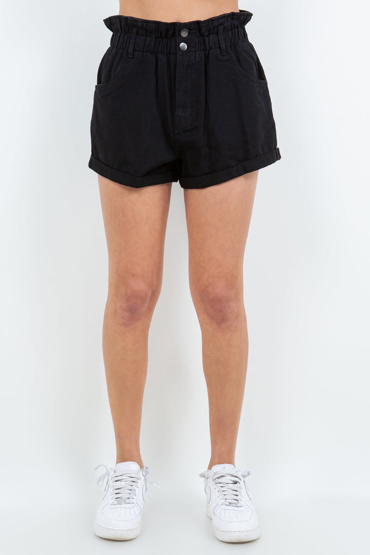 American Bazi High Waist Paper Bag Shorts-0