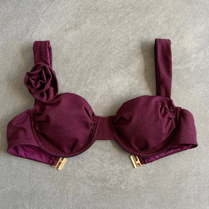 Seashore Textured Malbec Carolina Bikini Top-2