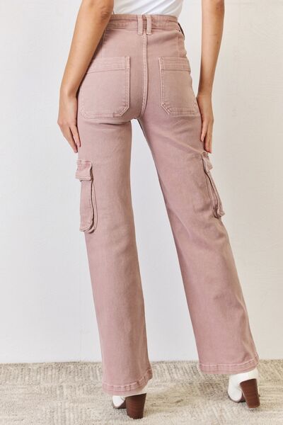 RISEN Full Size High Rise Cargo Wide Leg Jeans-1