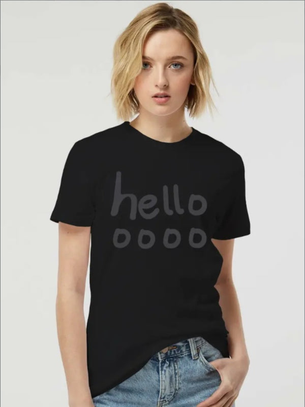 Hello Graphic Crew Neck T-Shirt For Teen Girls - Casual Sporty Style,  Machine Washable - Perfect For Summer, European And American, Print
