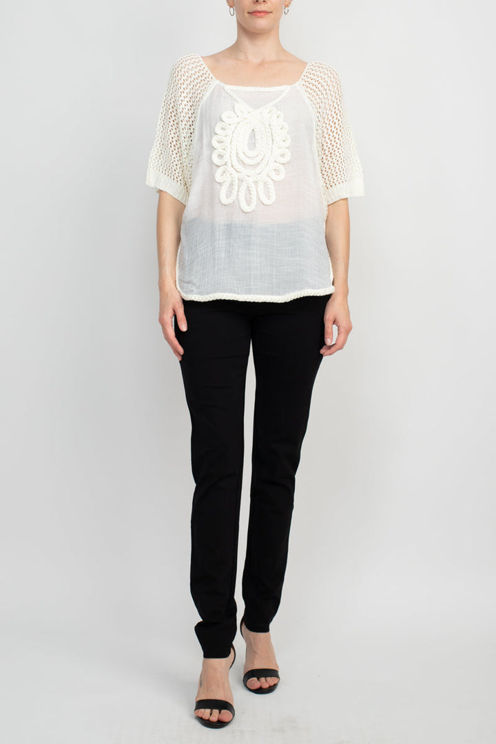Alberto Makali Scoop Neck Short Sleeve Knit Top-4
