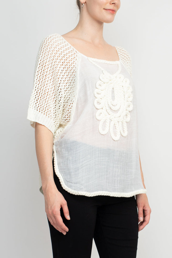Alberto Makali Scoop Neck Short Sleeve Knit Top-1