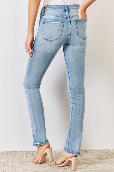 Kancan Full Size Mid Rise Y2K Slit Bootcut Jeans-2