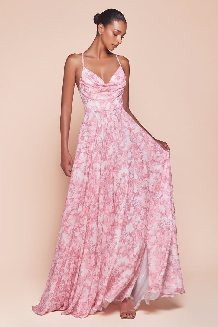 A-Line Soft Satin Print Dress-1