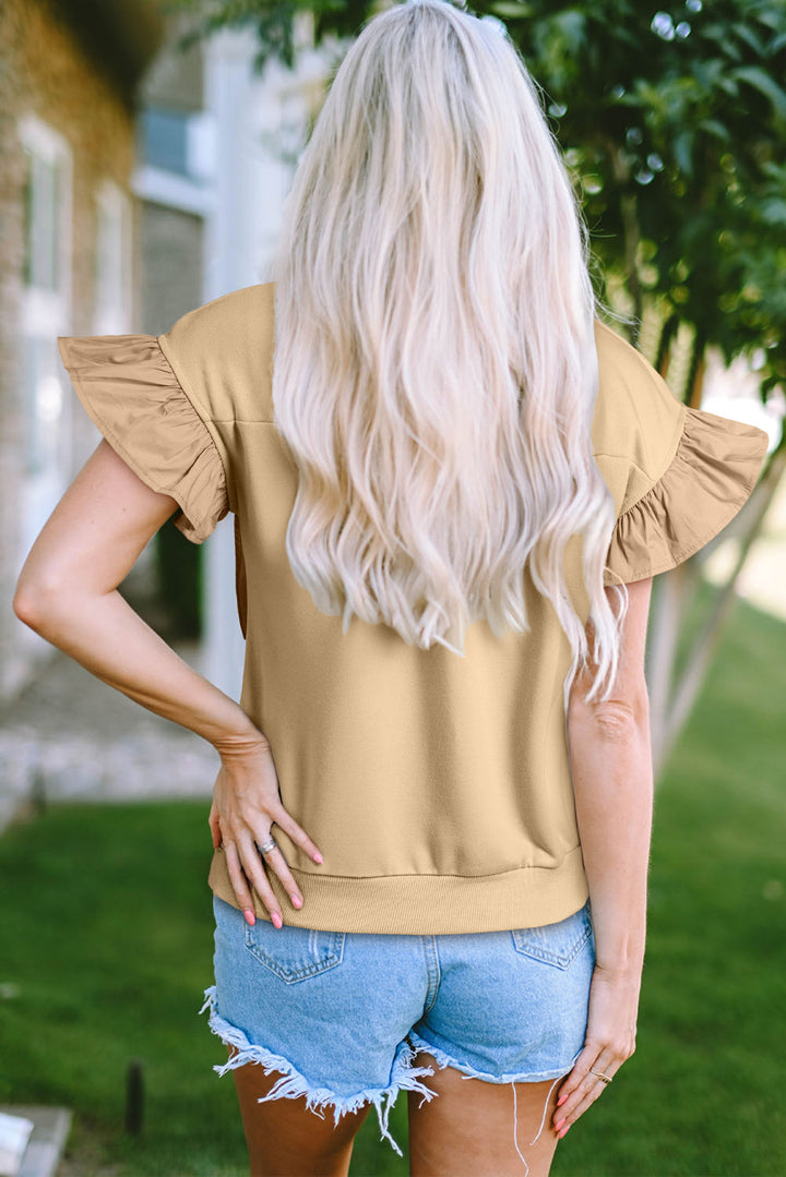 Camilla Two Tone Bow Ruffle Sleeve Top-1