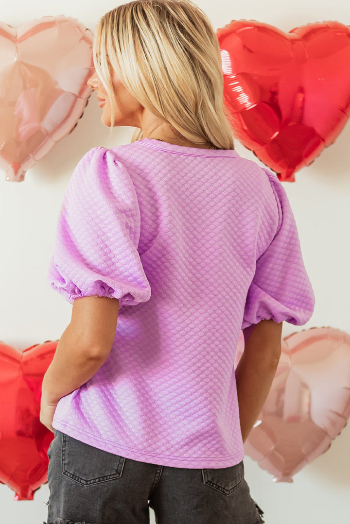 Stevie Textured Puff Sleeve Blouse-1