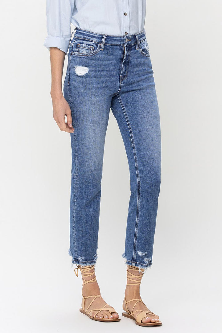 Lovervet High Rise Raw Hem Straight Jeans-3