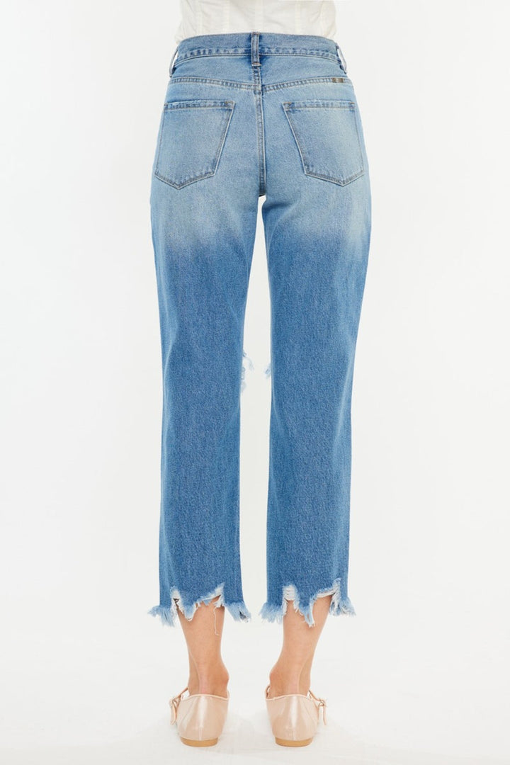 Kancan Distressed Frayed Hem Cropped Jeans-4