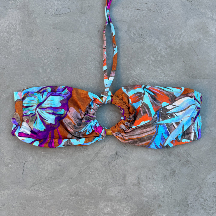 Turquoise Blossom Strapless Bikini Top-1