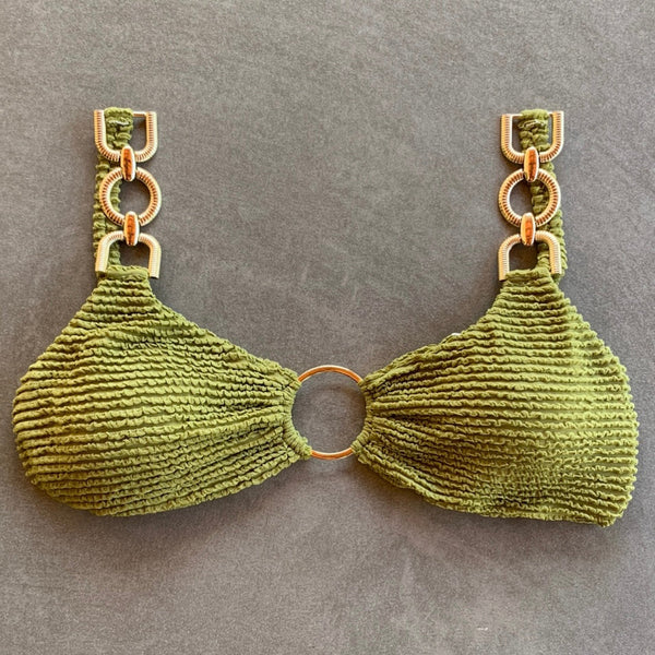 Pistachio Green Textured Mari Bikini Top-0