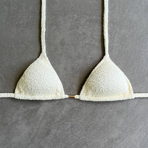 Buttercream Beehive Textured Triangle Bikini Top-0