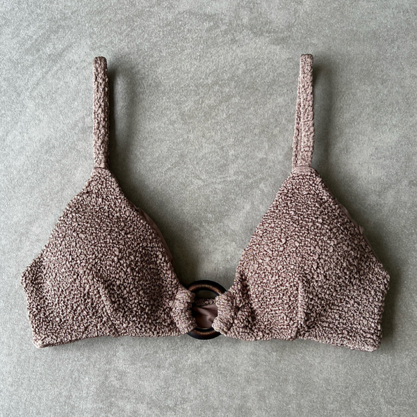 Chocolate Mousse Beehive Textured Agatha Bikini Top-0