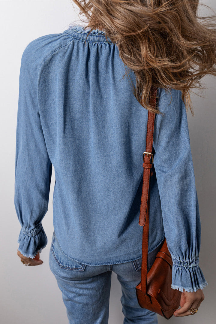 Natasha Buttoned Denim Top-1