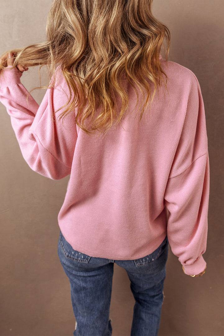 Camille Ribbed Knit Collared Henley Top-1
