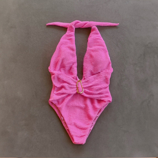 Pink Bliss Textured Samira One Piece Swimwear-0