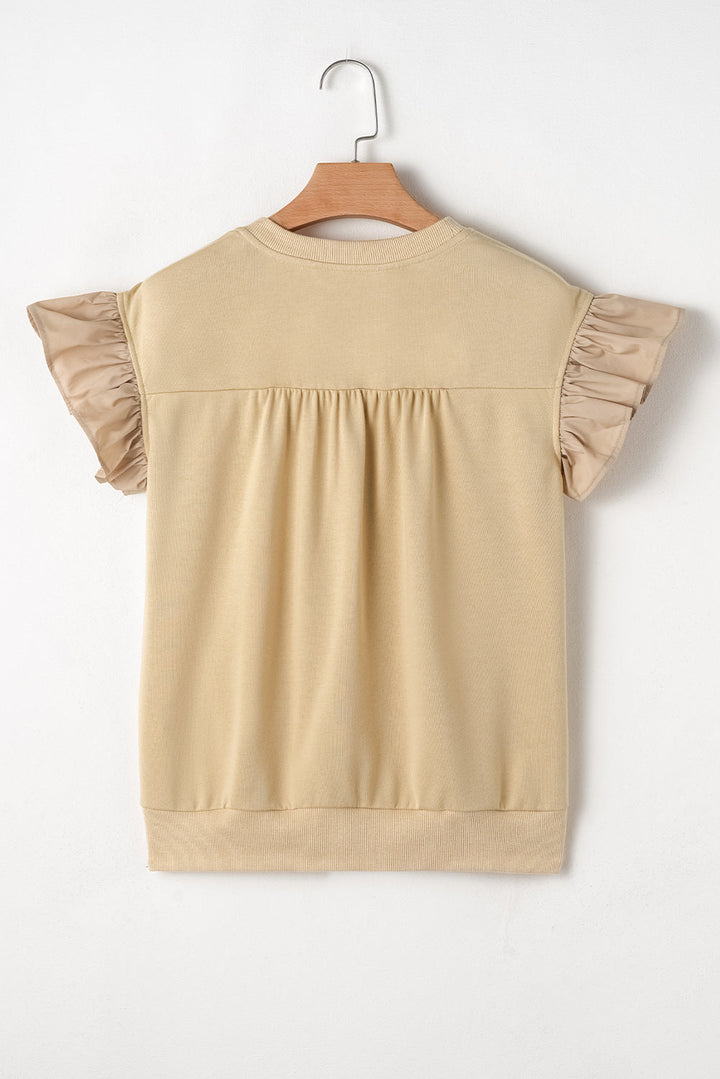 Camilla Two Tone Bow Ruffle Sleeve Top-4