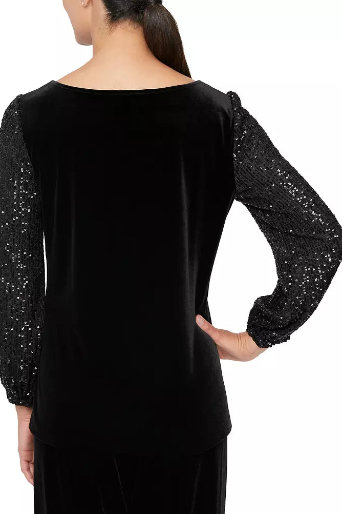 Alex Evenings Blouse with Embellished Ruched Waist-1