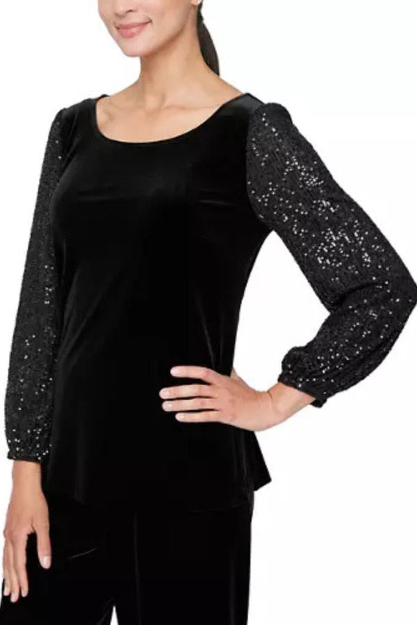 Alex Evenings Blouse with Embellished Ruched Waist-0