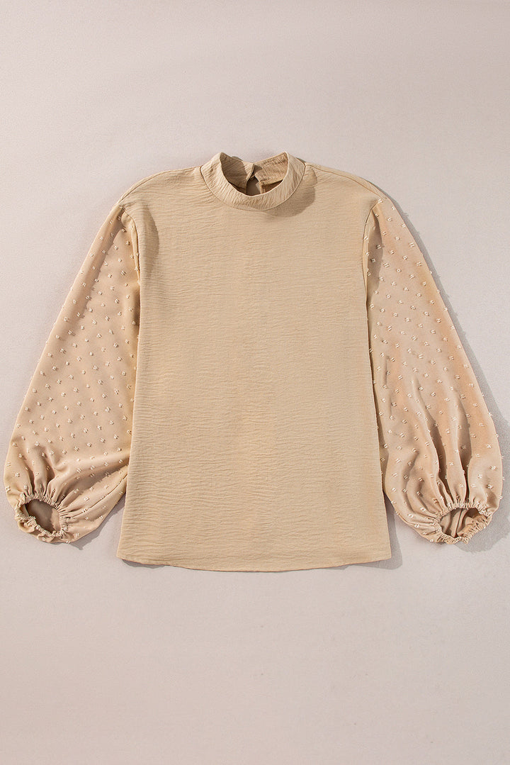 June Swiss Dot Balloon Sleeve Loose Blouse-7