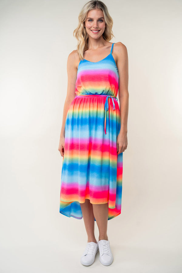White Birch Full Size Ombre Striped Midi Cami Dress-0