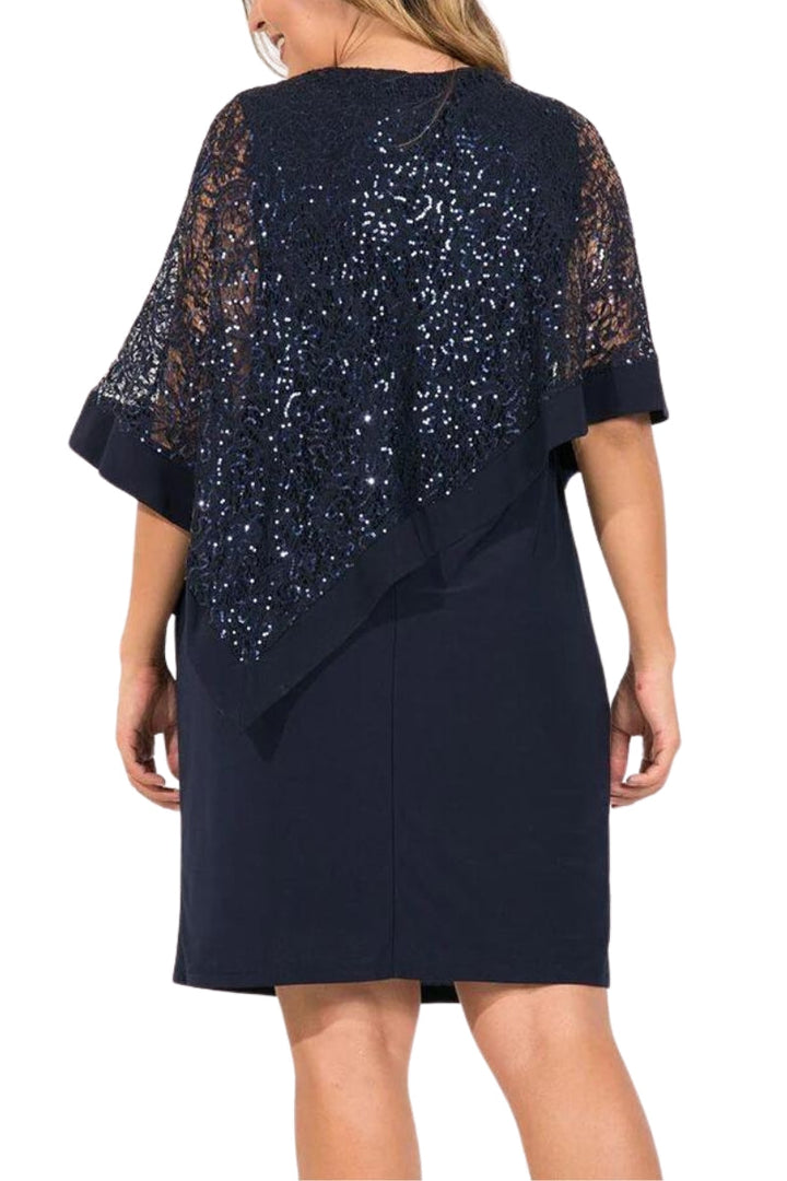R&M Richards Boat Neck Lace Poncho Top Bodycon ITY Dress-3