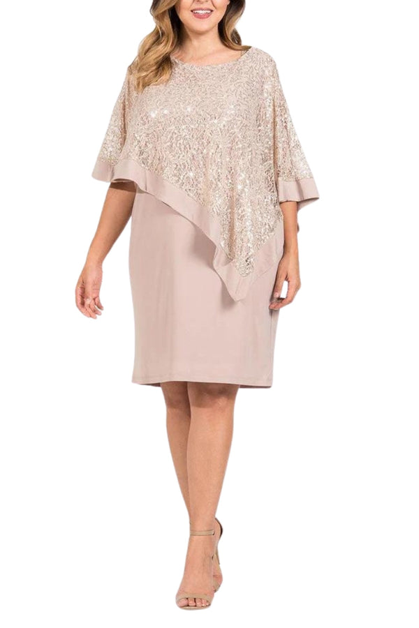 R&M Richards Boat Neck Lace Poncho Top Bodycon ITY Dress-0