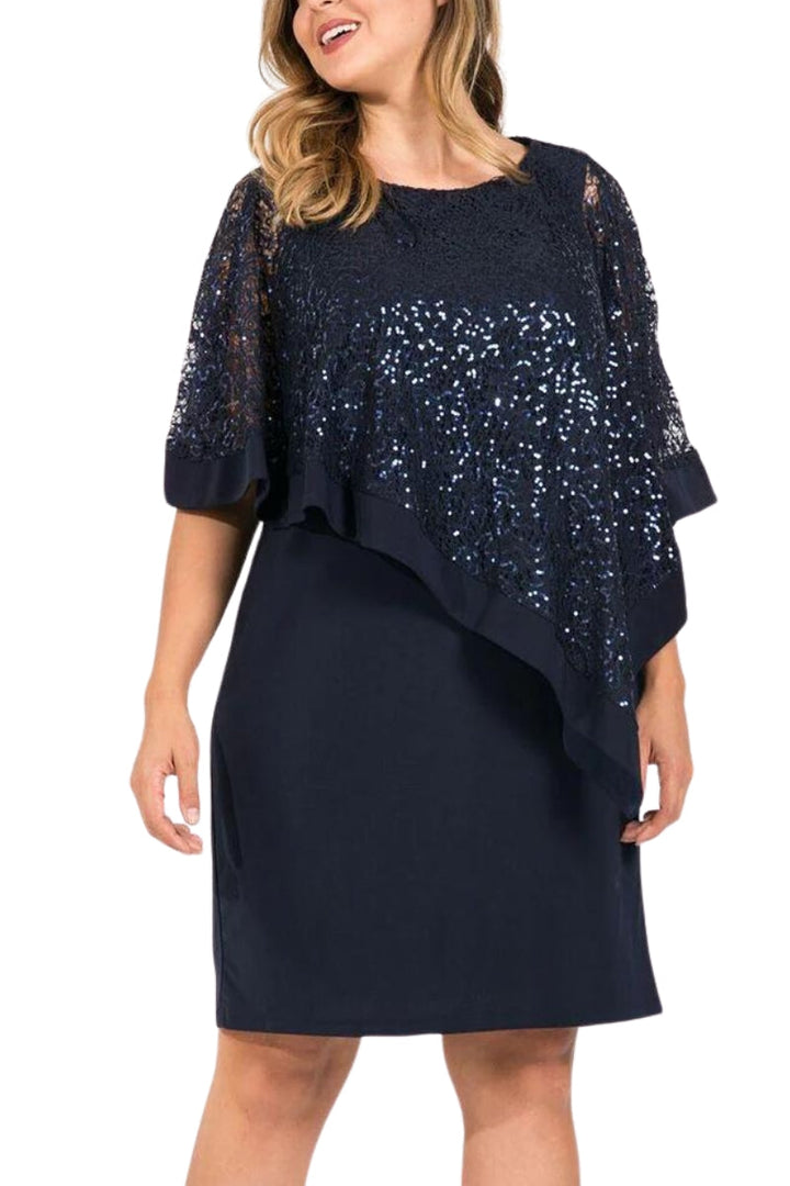 R&M Richards Boat Neck Lace Poncho Top Bodycon ITY Dress-2