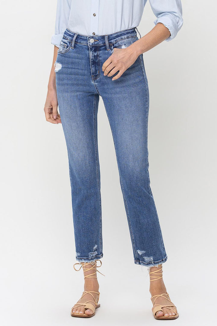Lovervet High Rise Raw Hem Straight Jeans-0