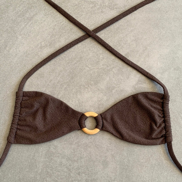 Seashore Textured Espresso Kayla Bikini Top-0