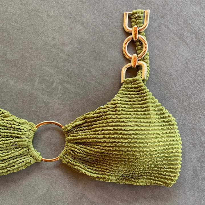 Pistachio Green Textured Mari Bikini Top-1