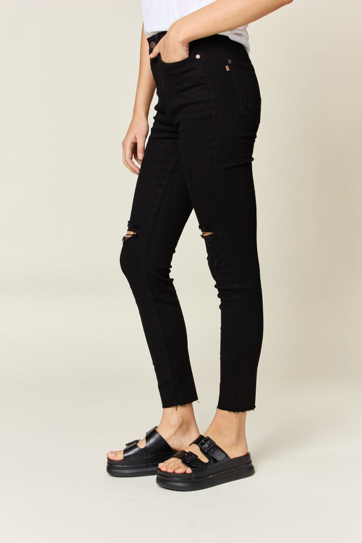 Judy Blue Full Size Distressed Tummy Control High Waist Skinny Jeans-3