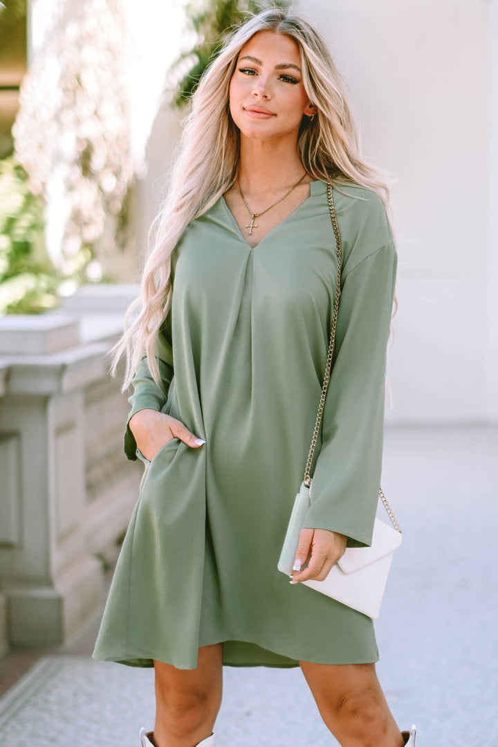 Mallory Roll-tab Sleeve Flowy Casual Dress-3
