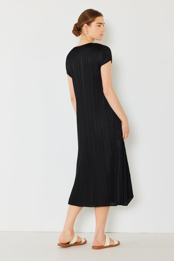 Marina West Swim Pleated Cap Sleeve A-Line Dress-1