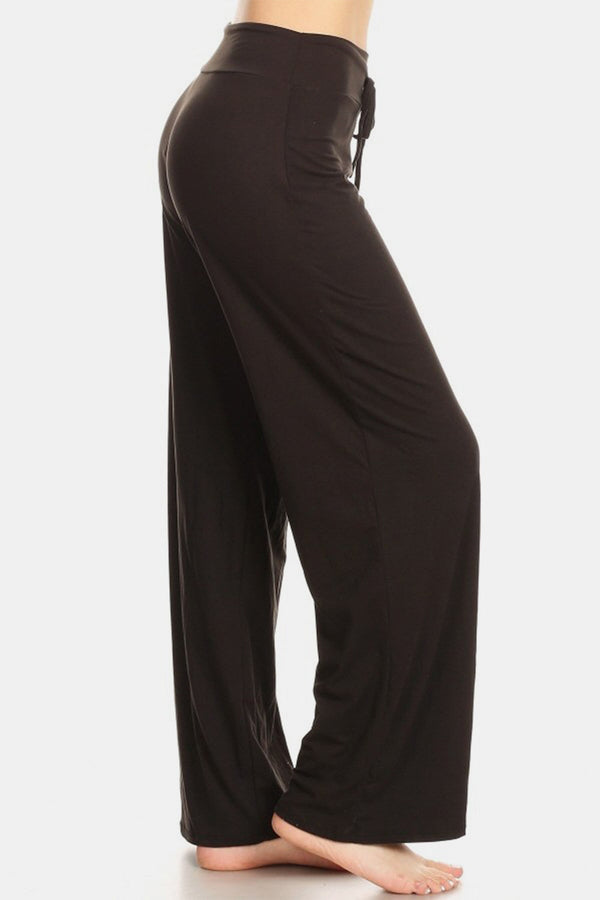 Leggings Depot High Waist Drawstring Wide Leg Pants-0