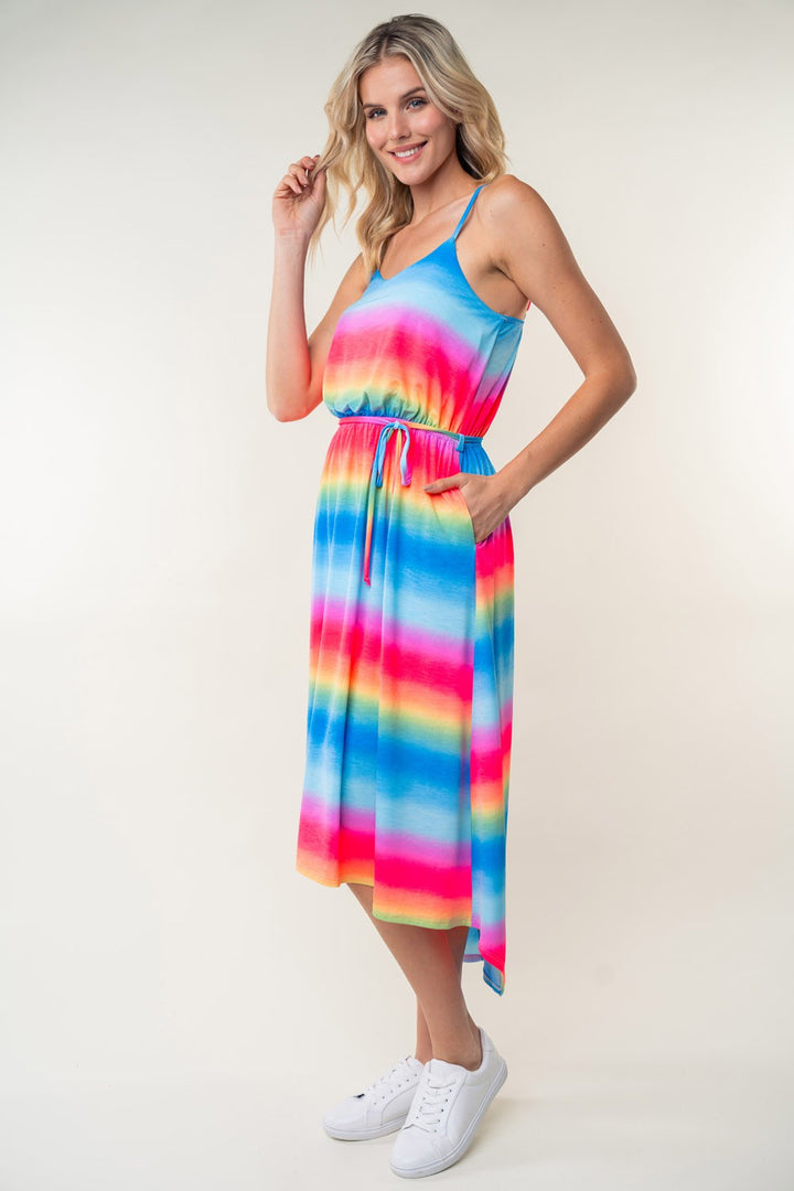 White Birch Full Size Ombre Striped Midi Cami Dress-4