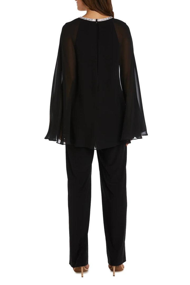 R&M Richards Rhinestone Neck Capelet Tunic Pant Set Jumpsuit-2