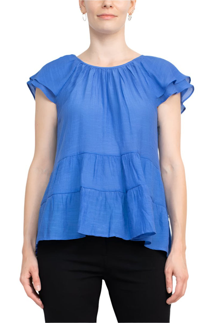 Counterparts Crew Neck Cap Sleeve Ruched Rayon Top-0
