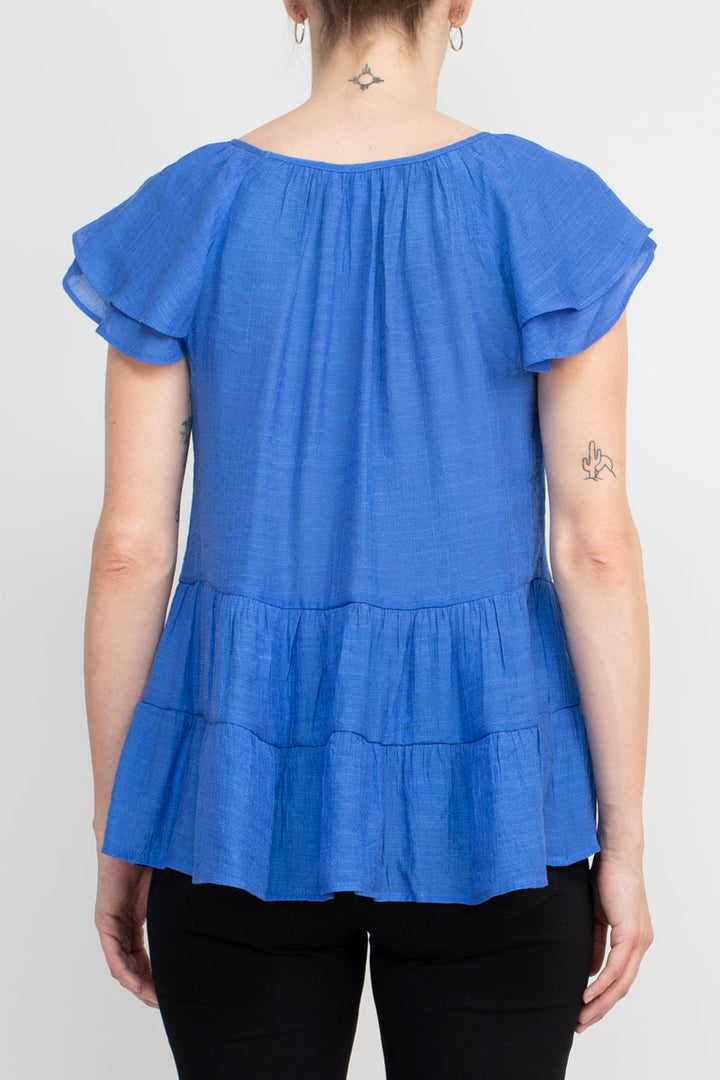 Counterparts Crew Neck Cap Sleeve Ruched Rayon Top-2