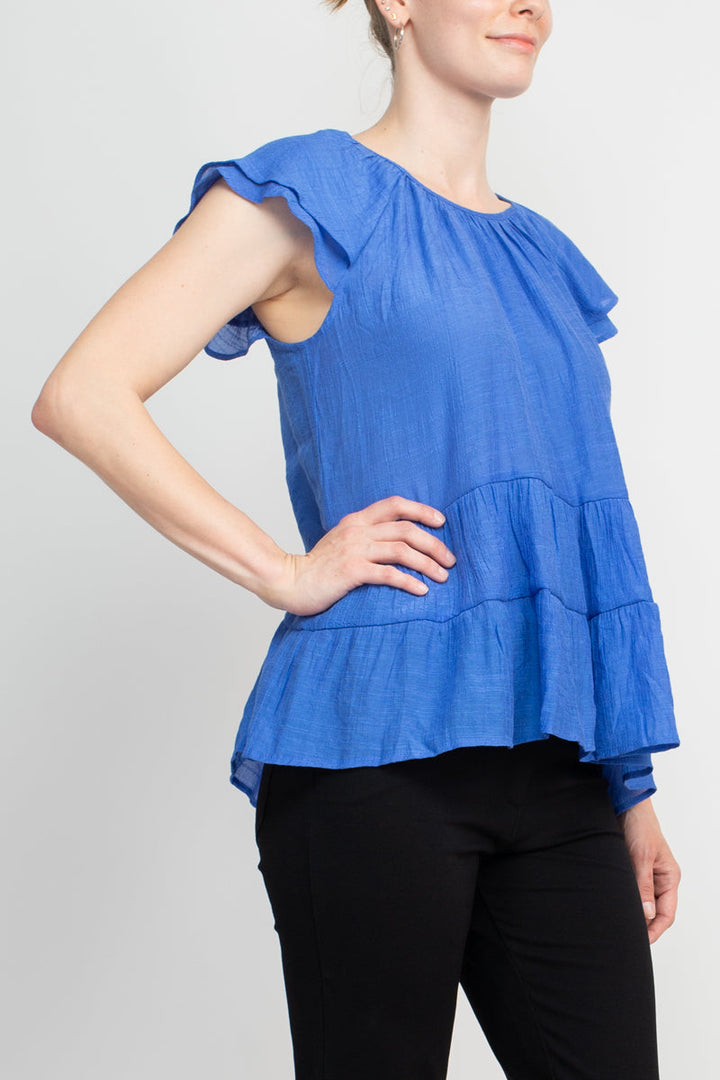 Counterparts Crew Neck Cap Sleeve Ruched Rayon Top-1