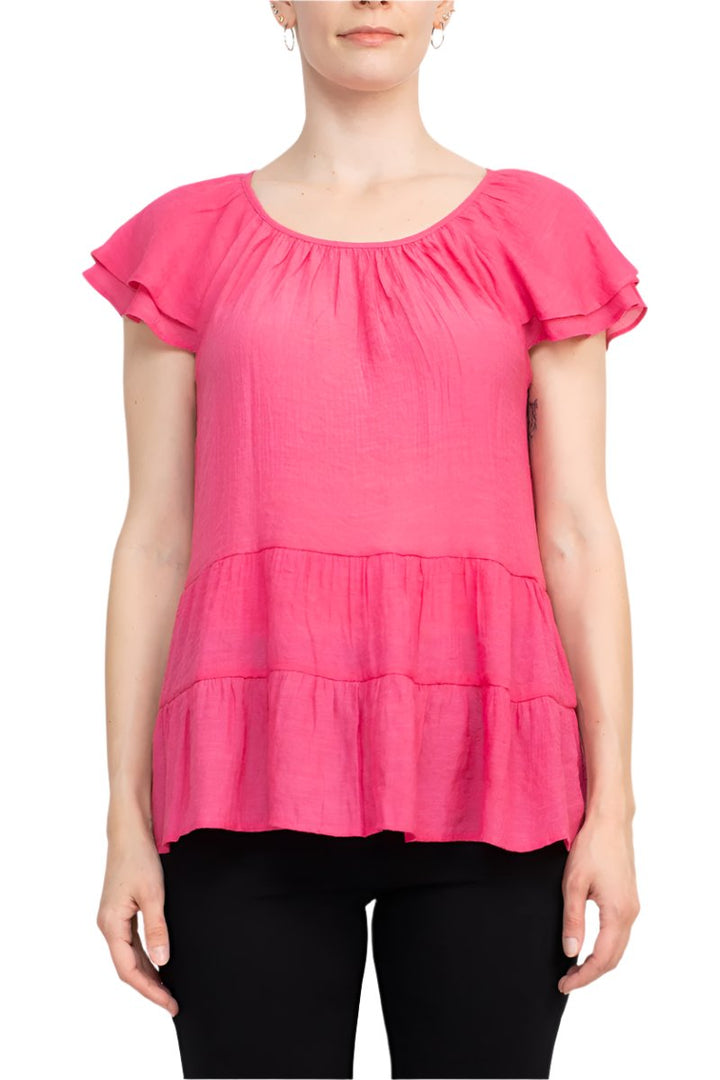 Counterparts Crew Neck Cap Sleeve Ruched Rayon Top-4