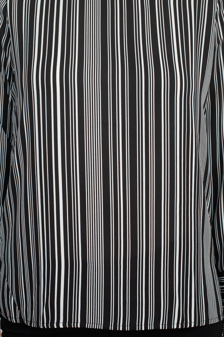 Counterparts Boat Neck Cuffed Long Sleeve Stripe Print Crepe Top-3