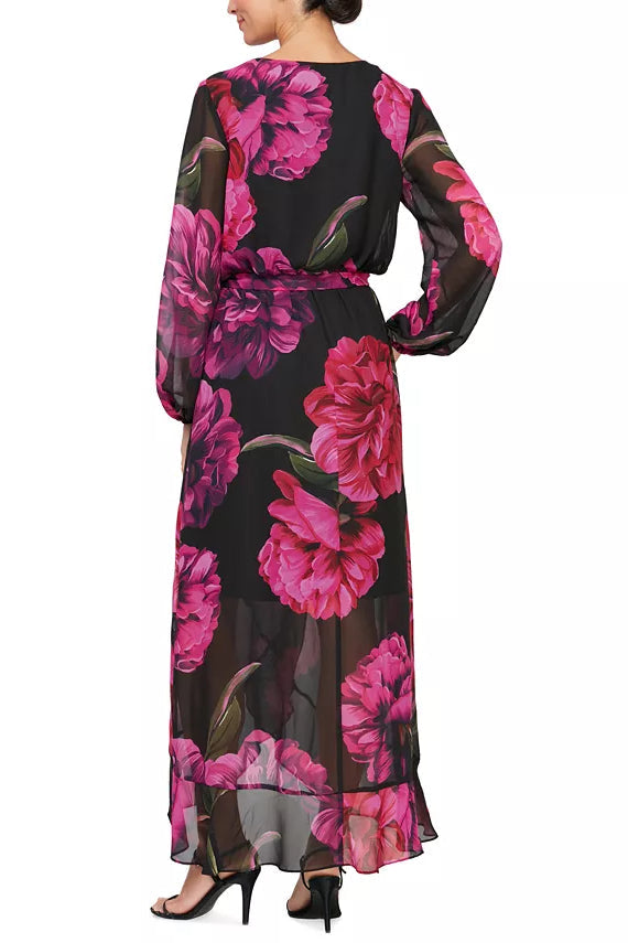 SL Fashion Surplice Neck Tie Waist Maxi Dress-1