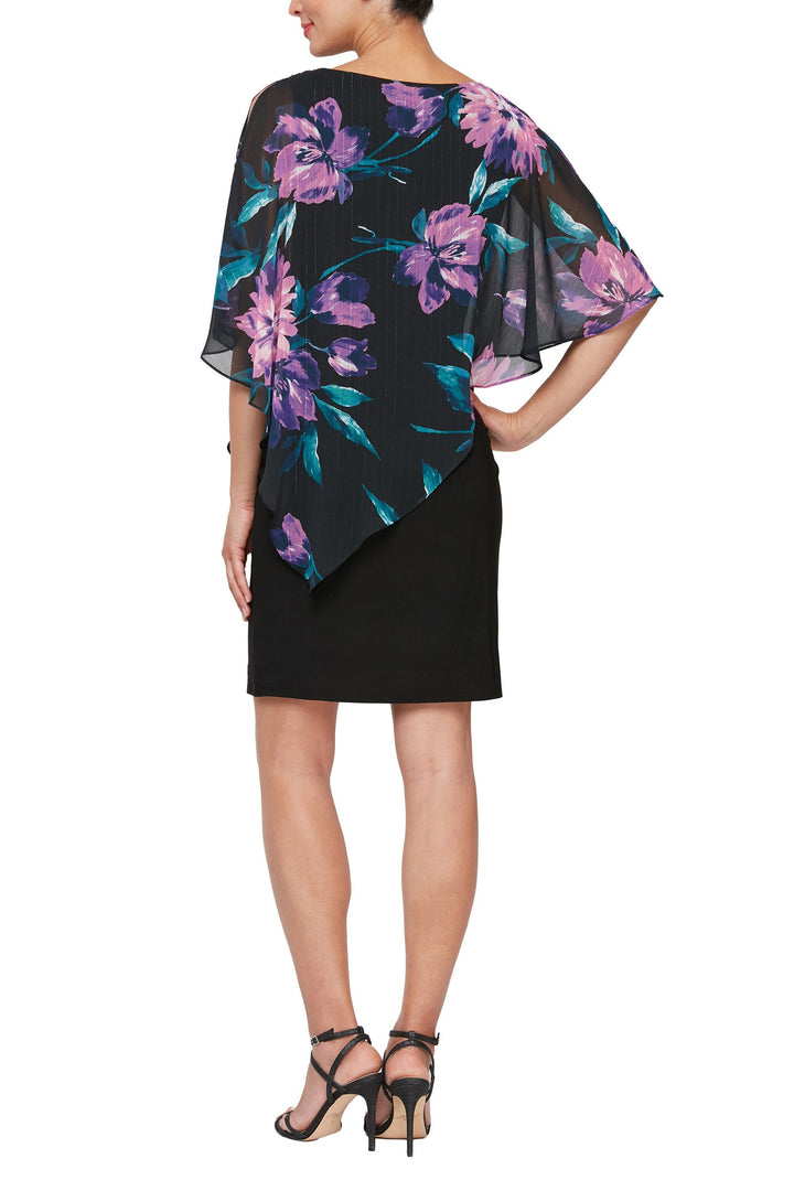 SL Fashion boat neck embellished shoulder asymmetrical multi print chiffon overlay jersey dress-1