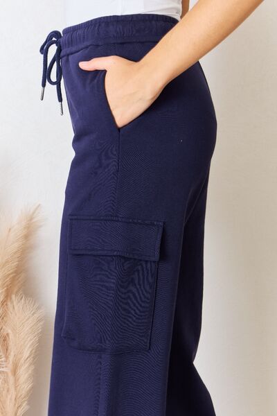 RISEN Drawstring Relaxed Cargo Wide Leg Pants-4