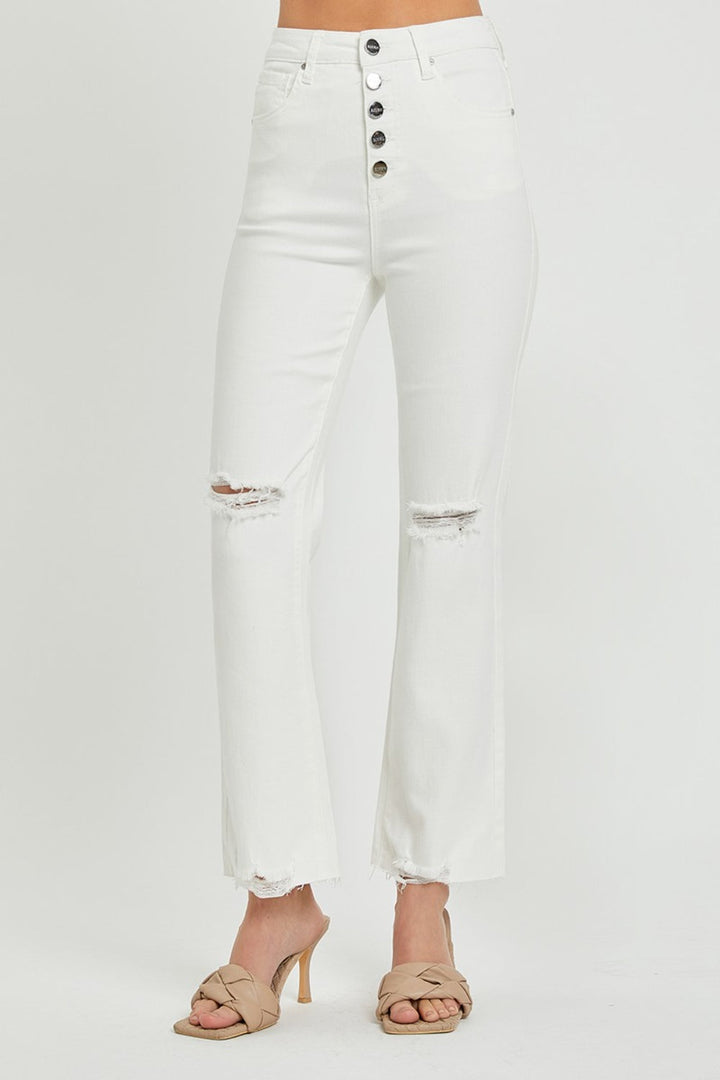 RISEN  Full Size High Rise Button Fly Straight Ankle Jeans-2