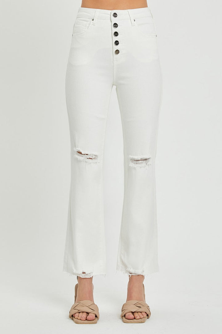 RISEN  Full Size High Rise Button Fly Straight Ankle Jeans-3