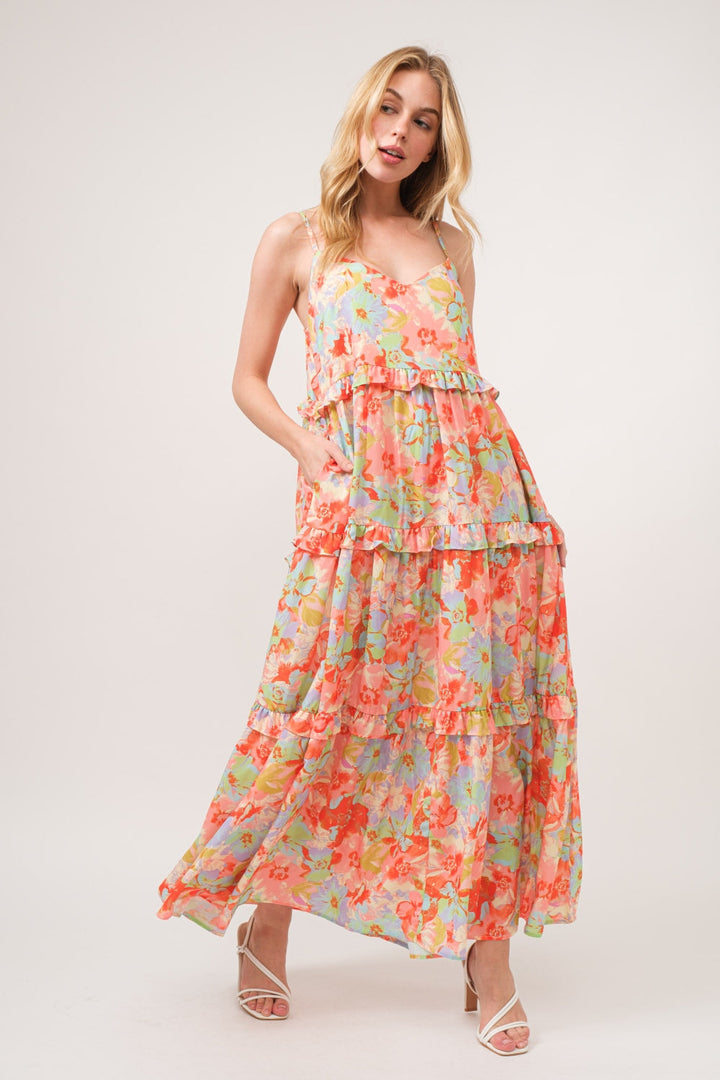 And The Why Floral Ruffled Tiered Maxi Cami Dress-3