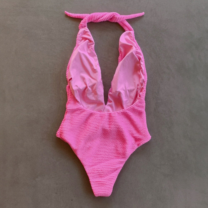 Pink Bliss Textured Samira One Piece Swimwear-1