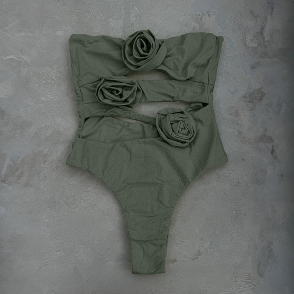 Laurice Fern Green Seashore Textured One Piece Swimsuit-0