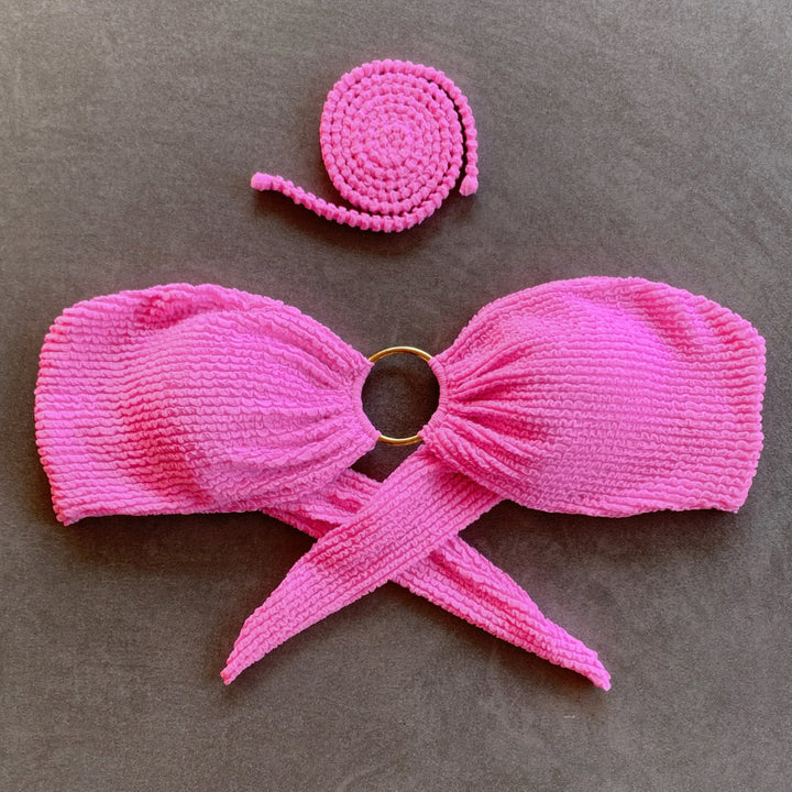 Pink Bliss Textured Strapless Bikini Top-1